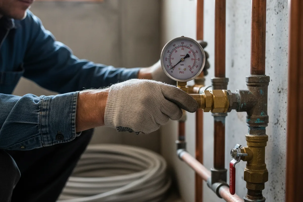 Pressure testing a repaired line during Water Line Repair in Wahoo